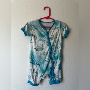 Blue and White Baby bamboo Onesie with Cinderella Print